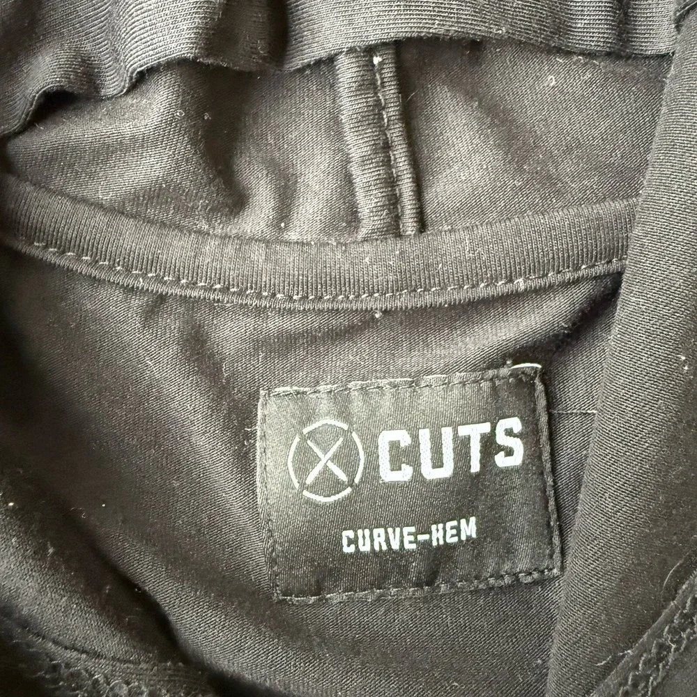 Cuts‎ Shirt Adult Black Hooded Hoodie Curve Hem Hiking Lightweight Casual Mens M